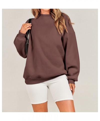 Pullover Plain Sweatshirt for Women Girls Aesthetic Clothes Y2k Tops Crew Neck Sweatshirts Casual Oversized Hoodie Coffee $17...