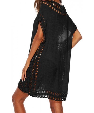 Women Perspective Stripe Print Tassel Swimsuit Cover Up Dress Kaftan Bikini Swimwear Cover-Ups Black Cutout $11.90 Swimsuits