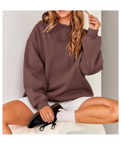 Pullover Plain Sweatshirt for Women Girls Aesthetic Clothes Y2k Tops Crew Neck Sweatshirts Casual Oversized Hoodie Coffee $17...