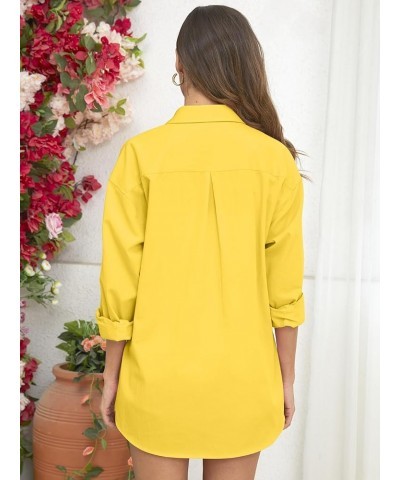 100% Cotton Oversized Womens Button Down Shirts Long Sleeve Blouses Casual Tops XS-XXL Ksh01_yellow $17.15 Blouses