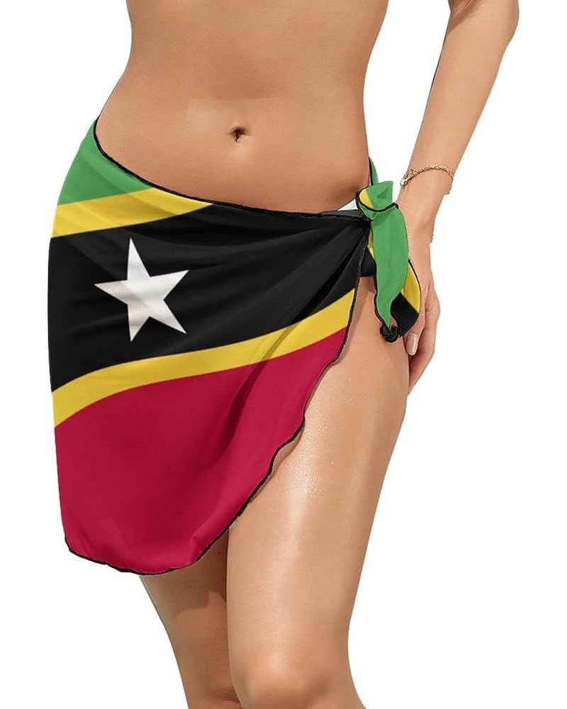 Womens Short Beach Wrap Saint Lucia Flag Bikini Wrap Cover Up for Pool Vacation Party XL XX-Large Style-9 $13.47 Swimsuits