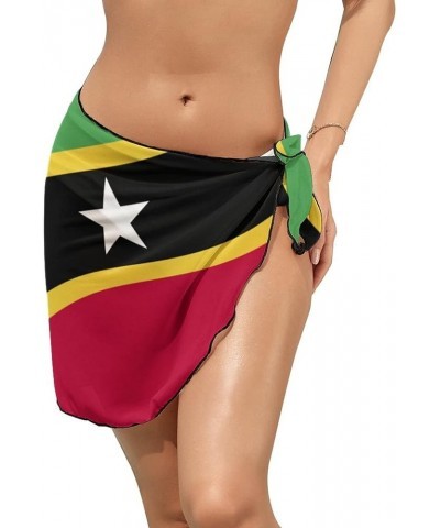 Womens Short Beach Wrap Saint Lucia Flag Bikini Wrap Cover Up for Pool Vacation Party XL XX-Large Style-9 $13.47 Swimsuits