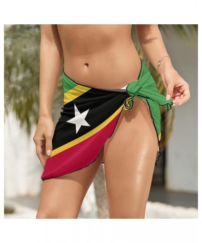 Womens Short Beach Wrap Saint Lucia Flag Bikini Wrap Cover Up for Pool Vacation Party XL XX-Large Style-9 $13.47 Swimsuits