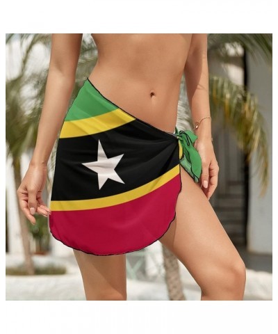 Womens Short Beach Wrap Saint Lucia Flag Bikini Wrap Cover Up for Pool Vacation Party XL XX-Large Style-9 $13.47 Swimsuits