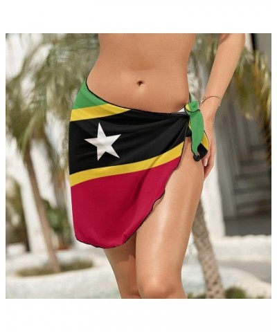 Womens Short Beach Wrap Saint Lucia Flag Bikini Wrap Cover Up for Pool Vacation Party XL XX-Large Style-9 $13.47 Swimsuits