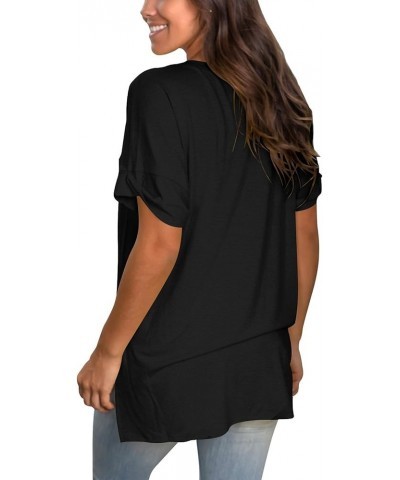 Women's Tshirts Casual V Neck Short Sleeve Loose Summer Tunic Tops S Black $15.95 Tops