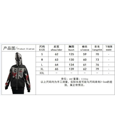 Y2k Skeleton Full Zip Up Hoodies Women Men Rhinestone Skull Graphic Print Sweatshirt Gothic Oversized Jackets Q-butterfly Whi...