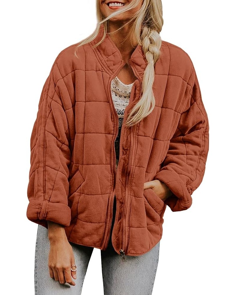 Women's Cropped Puffer Jacket Lightweight Casual Floral Print Long Sleeve Padded Fall Quilted Puffy Cardigan Coat Brick Red $...