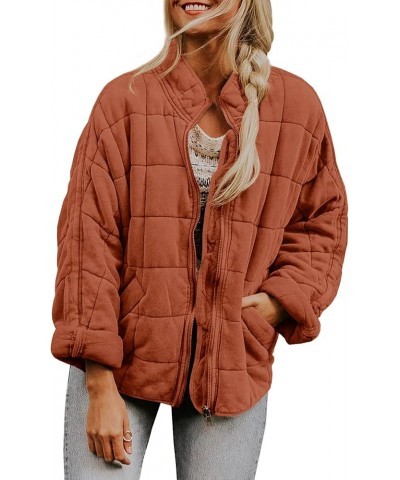 Women's Cropped Puffer Jacket Lightweight Casual Floral Print Long Sleeve Padded Fall Quilted Puffy Cardigan Coat Brick Red $...