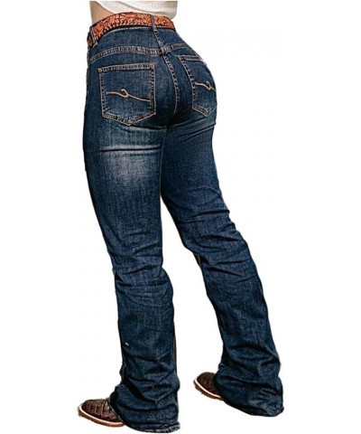 Butt Lifting Bootcut Jeans Stretchy Casual Spring Trendy Flare Leg Jeans for Women Deep Blue $25.37 Jeans