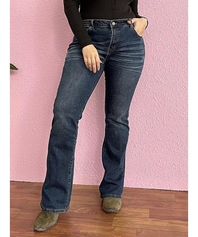 Butt Lifting Bootcut Jeans Stretchy Casual Spring Trendy Flare Leg Jeans for Women Deep Blue $25.37 Jeans