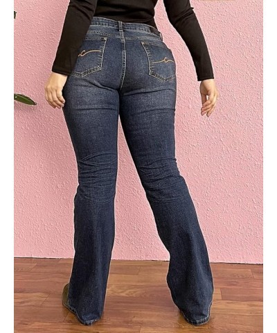 Butt Lifting Bootcut Jeans Stretchy Casual Spring Trendy Flare Leg Jeans for Women Deep Blue $25.37 Jeans