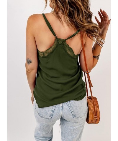 Womens Lace Camisoles Sexy V Neck Racerback Flowy Tank Tops Summer Sleeveless Cami Shirts Blouses Color Green $14.84 Tanks