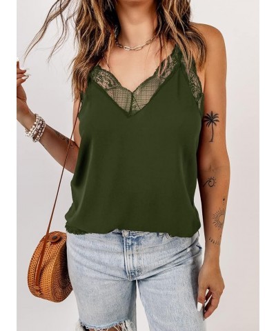 Womens Lace Camisoles Sexy V Neck Racerback Flowy Tank Tops Summer Sleeveless Cami Shirts Blouses Color Green $14.84 Tanks