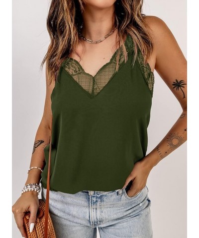 Womens Lace Camisoles Sexy V Neck Racerback Flowy Tank Tops Summer Sleeveless Cami Shirts Blouses Color Green $14.84 Tanks