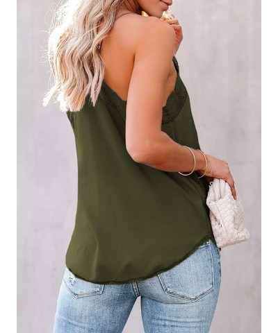 Womens Lace Camisoles Sexy V Neck Racerback Flowy Tank Tops Summer Sleeveless Cami Shirts Blouses Color Green $14.84 Tanks