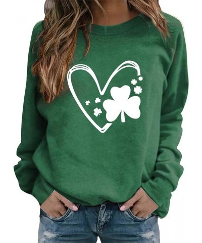 AOXUSM St Pattys Day Sweatshirt Women Green Shamrock Graphic Sweatshirts Fashion Crewneck Pullover Tops for Saint Patricks Z0...