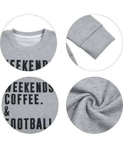 Football Game Day Sweatshirts Weekends Coffee and Football Sweatshirt Women Football Mom Crewneck Pullover Gray $19.03 Hoodie...