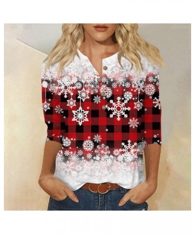 Womens 3/4 Sleeve Tunic Tops Christmas Tree Printed Shirts Blouses Dressy Casual Crewneck Blouses Holiday Tops 2023 G Hot Pin...