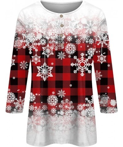 Womens 3/4 Sleeve Tunic Tops Christmas Tree Printed Shirts Blouses Dressy Casual Crewneck Blouses Holiday Tops 2023 G Hot Pin...