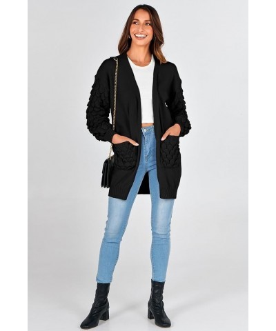 Women's Cardigan Sweaters Fall Clothes Open Front Cable Knit Oversized Winter Coats Outerwear Black $26.39 Sweaters