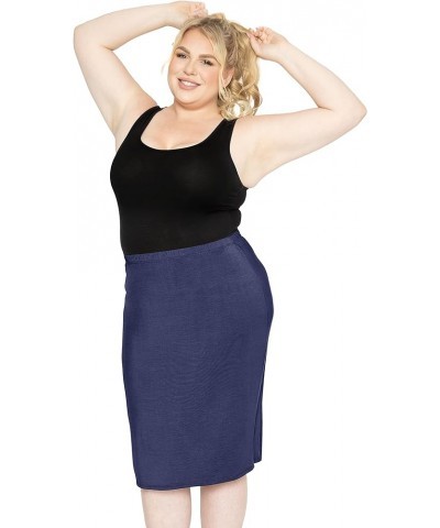 Women's Plus Size Soft Stretch MIDI Skirt | Comfortable for Women | X-Large - 6X Navy Blue $14.78 Skirts