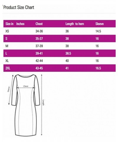 Women's Modest Lightweight Knit Mid Knee T-Shirt Dress with 3-4 Sleeves Black With White Squiggle $22.68 Dresses