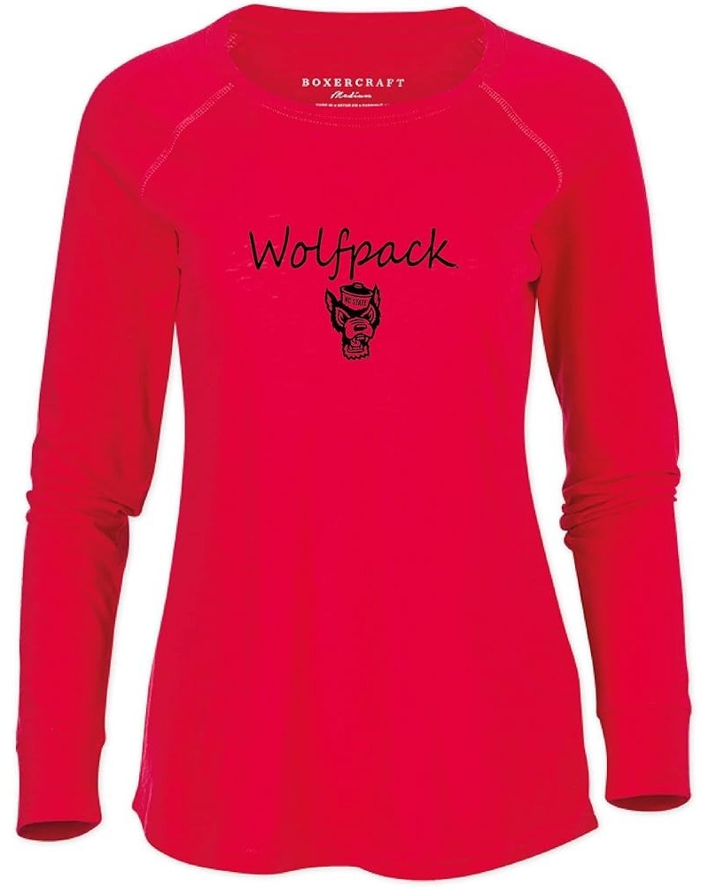 Women's NCAA Team Logo Solid Preppy Patch Tee North Carolina State Wolfpack Medium Red $13.13 T-Shirts