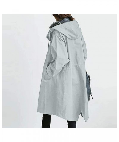 Winter Coats For Women Plus Size Long Sleeve Outerwear With Pocket Lightweight Fall Hooded Windproof Trenchcoat S Light Blue ...