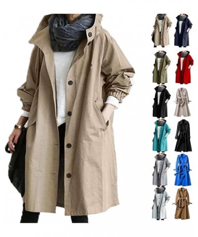 Winter Coats For Women Plus Size Long Sleeve Outerwear With Pocket Lightweight Fall Hooded Windproof Trenchcoat S Light Blue ...