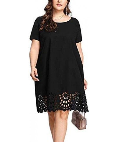 Summer Plus Size Dress for Women Boho Floral Printed Round Neck Loose Fit Dresses Hawaiian Beach Holiday Maxi Y6-black $6.86 ...