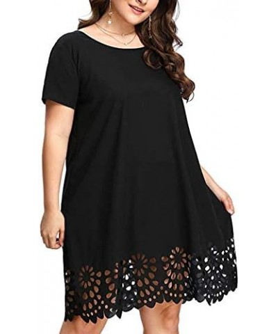 Summer Plus Size Dress for Women Boho Floral Printed Round Neck Loose Fit Dresses Hawaiian Beach Holiday Maxi Y6-black $6.86 ...