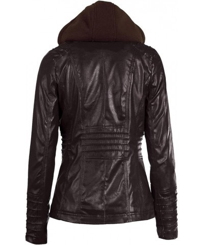 Fashion Leather Jacket Women, Removable Hood Cotton Shacket Jacket Women (Regular & Plus Size & Petite) (Color : Brown, Size ...