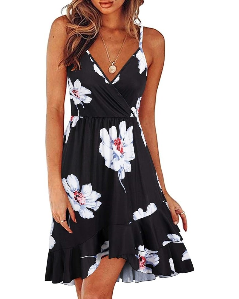 Womens Summer Floral Wrap V Neck Adjustable Spaghetti Casual Ruffle Dress Spaghetti Strap Floral25 $17.35 Dresses