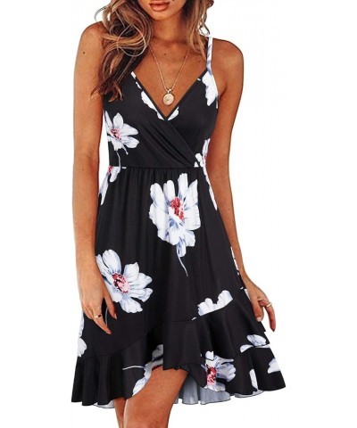 Womens Summer Floral Wrap V Neck Adjustable Spaghetti Casual Ruffle Dress Spaghetti Strap Floral25 $17.35 Dresses