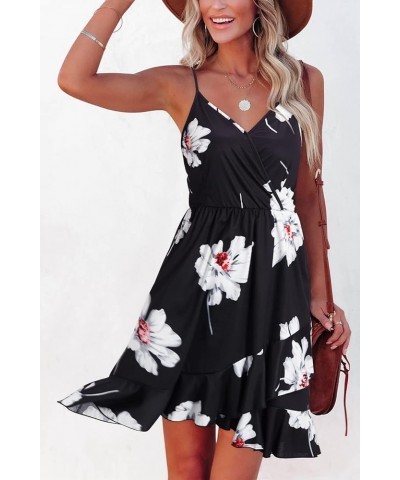 Womens Summer Floral Wrap V Neck Adjustable Spaghetti Casual Ruffle Dress Spaghetti Strap Floral25 $17.35 Dresses