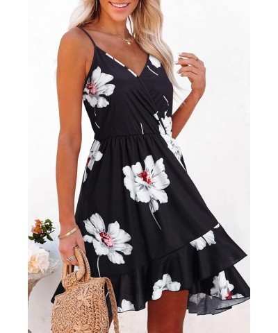 Womens Summer Floral Wrap V Neck Adjustable Spaghetti Casual Ruffle Dress Spaghetti Strap Floral25 $17.35 Dresses