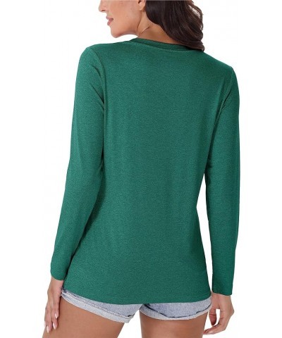 Women's Long Sleeve Shirt V Neck SPF Shirts UPF 50+ Quick Dry T-Shirt Athletic Workout Hiking Tee Shirts Rashguard Emerald Gr...