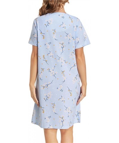 Women's Nightgowns Short Sleeve Sleepshirts Sleepwear Casual Print Pajama Dress Bu-gray Floral $11.19 Sleep & Lounge