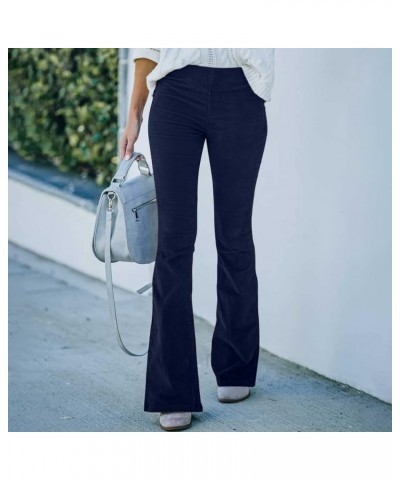 Slim Fit Corduroy Flare Pants for Ladies Skinny Casual Pants Fashion Wear to Work Comfy Leggings Pants with Pockets 1navy $4....