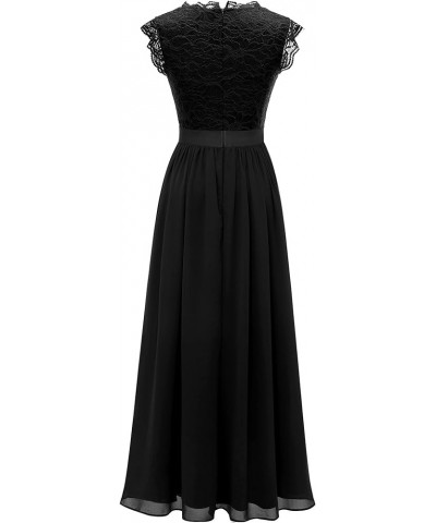 Women's V Neck Sleeveless Lace Bridesmaid Dress Wedding Party Gown Band- Black $31.46 Dresses