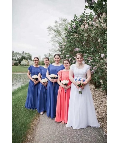 Ruffle Sleeves Bridesmaid Dresses Long Chiffon Prom Formal Evening Dresses for Women with Pockets Yellow $30.00 Dresses