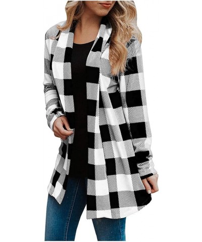 Women Plaid Flannel Shackets Trendy Casual Fall Jackets Button Down Long Sleeve Shirt Lightweight Clothing 2023 J03-black $7....