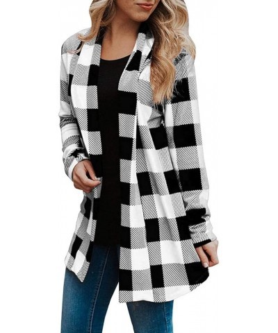 Women Plaid Flannel Shackets Trendy Casual Fall Jackets Button Down Long Sleeve Shirt Lightweight Clothing 2023 J03-black $7....