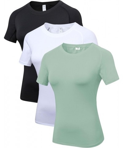 Women's Fitness Athletic Casual T-Shirt Running Workout Yoga Quick Dry Top 3 Pack 3 Pack-black,white,pastel Green $18.01 T-Sh...