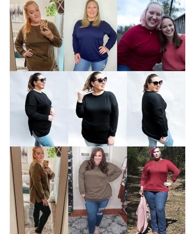 Plus-Size Sweatshirts for Women Casual Tops Side Slit Pullovers Shirts Green $10.54 Hoodies & Sweatshirts