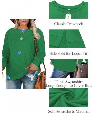 Plus-Size Sweatshirts for Women Casual Tops Side Slit Pullovers Shirts Green $10.54 Hoodies & Sweatshirts