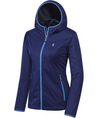 Women's Lightweight Hooded Softshell Jacket for Running Travel Hiking, Windproof, Water Repellent Dark Blue $25.48 Jackets