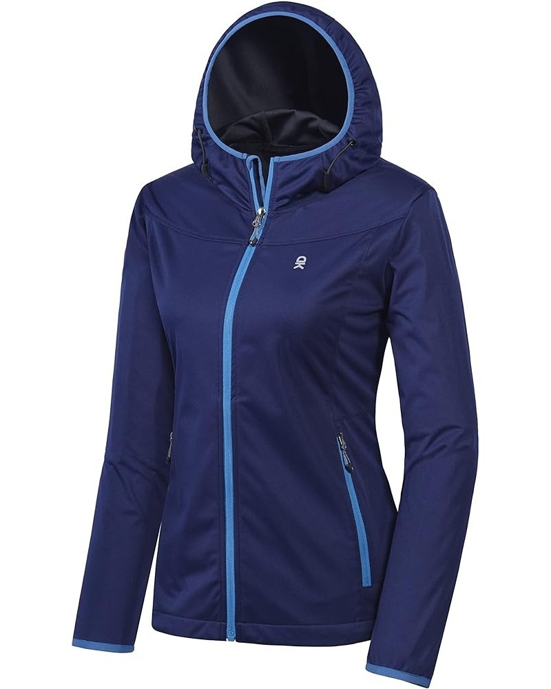 Women's Lightweight Hooded Softshell Jacket for Running Travel Hiking, Windproof, Water Repellent Dark Blue $25.48 Jackets