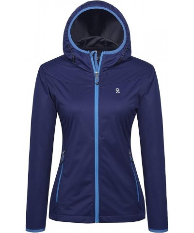 Women's Lightweight Hooded Softshell Jacket for Running Travel Hiking, Windproof, Water Repellent Dark Blue $25.48 Jackets